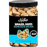 Jaybee's Roasted Salted Brazil Nuts - (32 oz) Great for Daily Use, Baking, Cooking and Gift Giving - Reusable Container - Kosher - Vegan, Paleo, Keto Friendly Healthy Snack