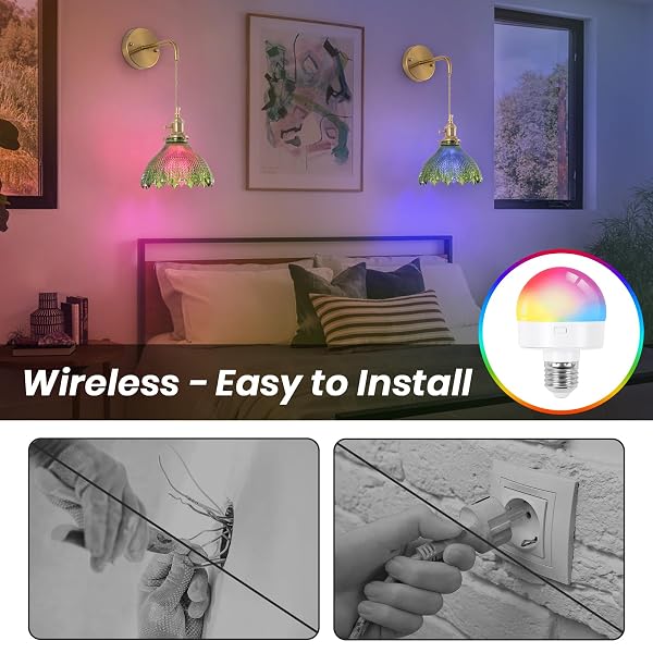 NOGCEW BATTERY OPERATED WALL SCONCE WITH REMOTE, RECHARGEABLE DIMMABLE WALL SCONCES SET OF 2, ADJUSTABLE CHAIN WIRELESS INDOOR 12 COLORS RGB WALL LAMP FOR LIVING ROOM BEDROOM