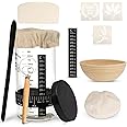 Sourdough Starter Kit - with Sourdough Starter Jar Glass & Sourdough Proofing Banneton Basket - Sourdough Bread Baking Supplies for Sourdough starter - Bread making kit for Sourdough bread Loaf