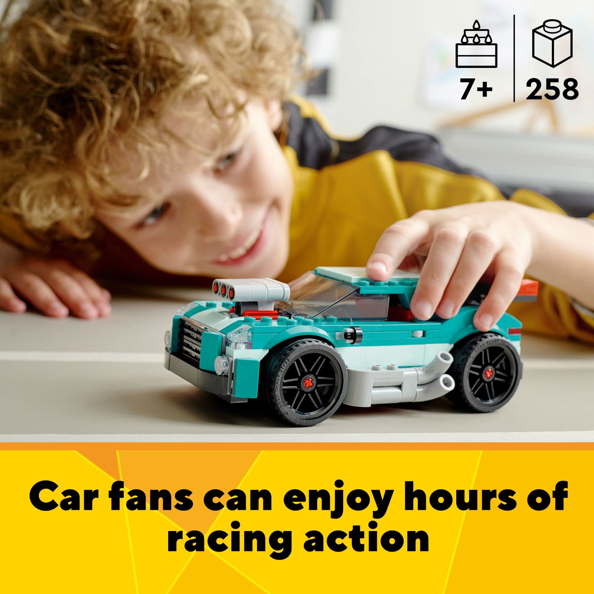 LEGO Creator 3 in 1 Street Racer Car, Rebuildable Kit Transforms to a
