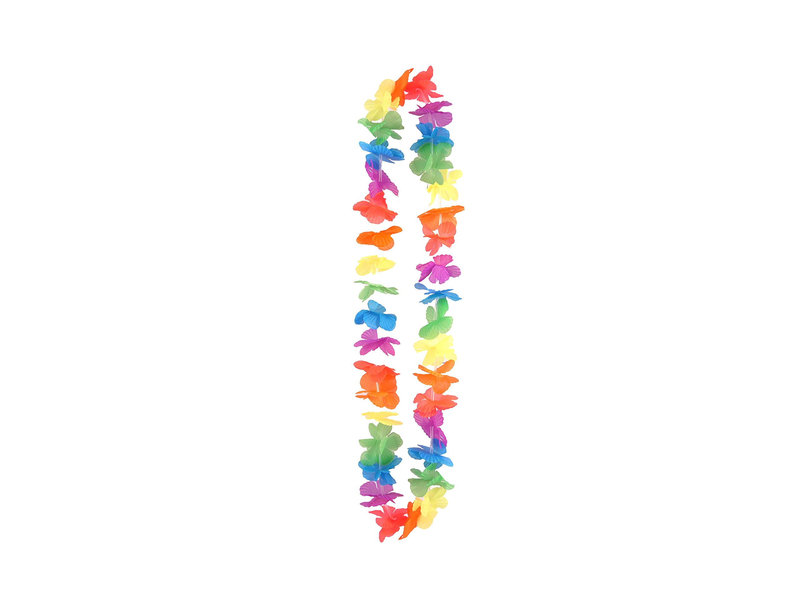 50 x Hawaiian Lei Garlands, Rainbow Coloured Hula Luau Leis. by H&B