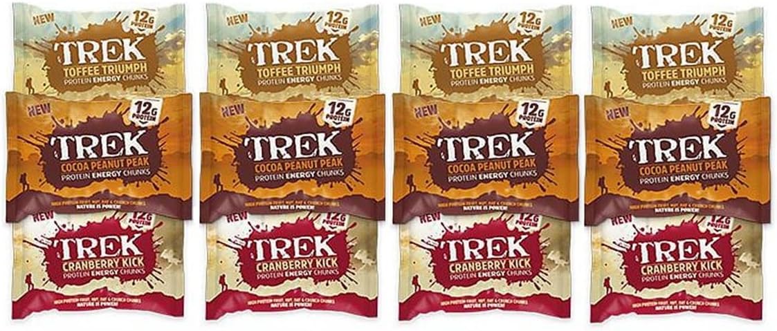 Cranberry, Toffee & Cocoa Peanut - Trek Protein Energy Chunks 60g - Gluten & Wheat Free (Pack of 12)