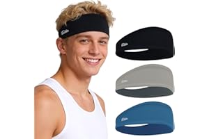 Sports Headbands for Men and Women - Breathable Quick-Drying Running Hair Band, Non Slip Elastic Head Sweat Bands for Fitness