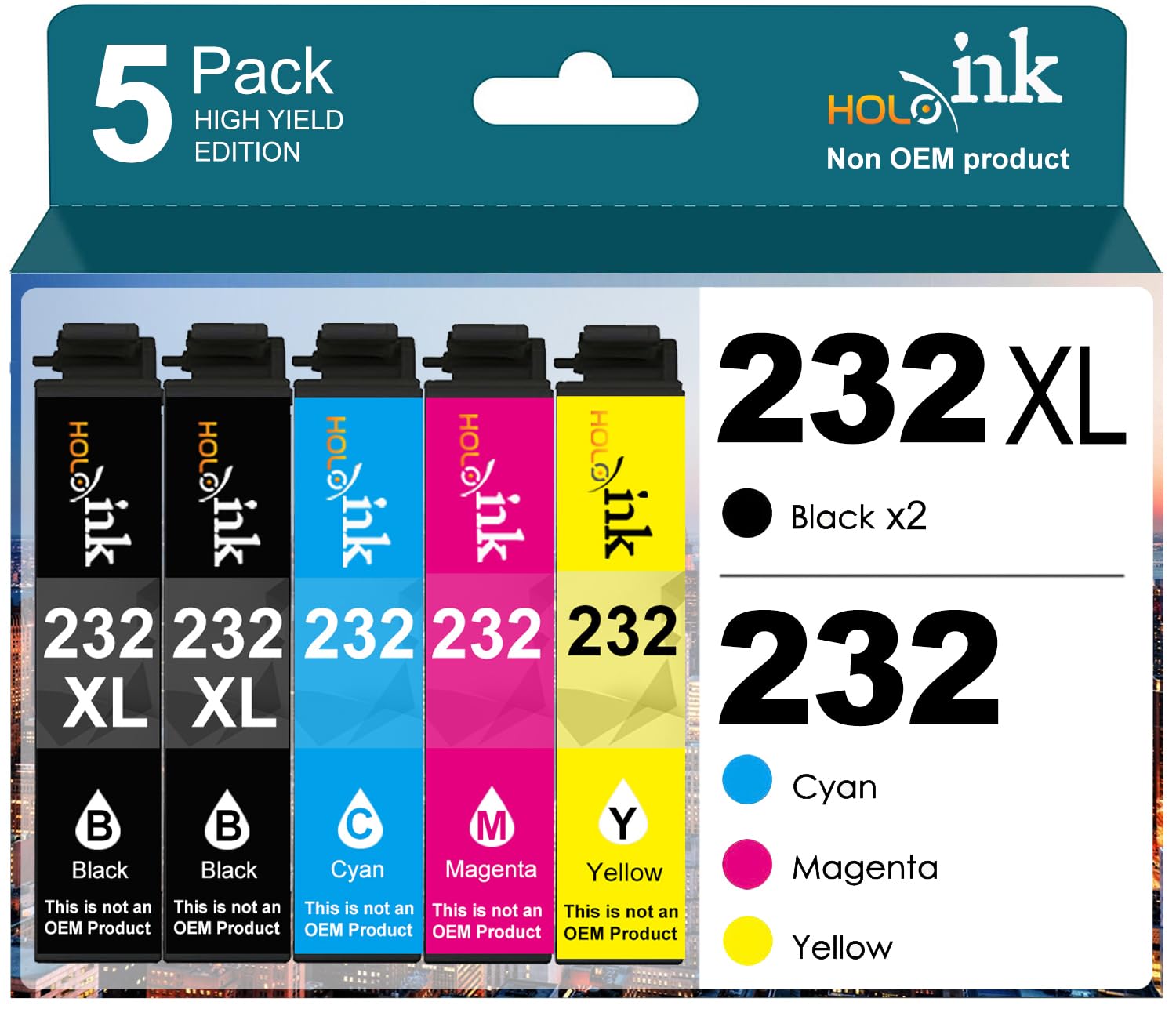 Photo 1 of 232xl ink cartridge Remanufactured Replacement for Epson 232 XL Ink Cartridges Combo Pack Use with Expression Home XP-4200 XP-4205 Workforce WF-2930 WF-2950 Printer (2 Black Cyan Magenta Yellow)