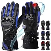 IRON JIA'S Winter Motorcycle Gloves, CE Level 1KP Protection, Cold Weather Waterproof Windproof Touchscreen Riding Gear (Blue, M)