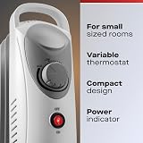 Daewoo 500W Mini Oil Filled Radiator Portable Thermostat Heater 5 Fin view 2