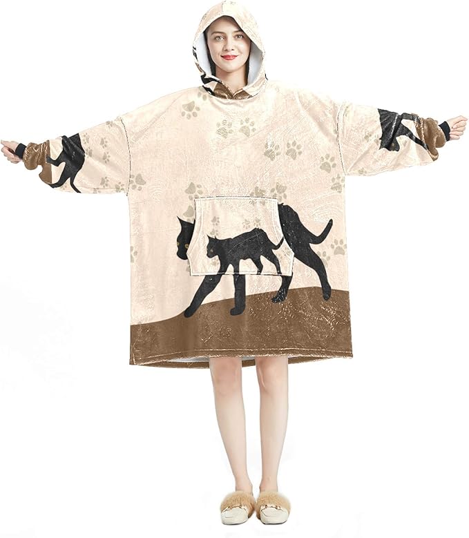 Blanket Hoodie, Casual Soft Microfiber Housecoat, Warm Nightdress for