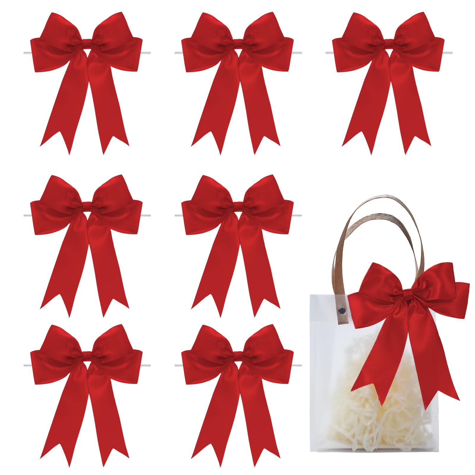 Photo 1 of FAKILO Red Satin Bows for Gift Wrapping, 14cm Ribbon Gift Bows for Birthday, Wedding, Party,Christmas Decoration,Valentines Day Bow,24 Pcs