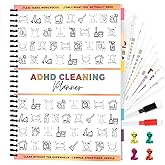 ADHD Cleaning Planner, Dry-Erase Sleeve + Paper Pages, Removable Ring Binder, Daily,Weekly,Monthly Plans, Cleaning Schedule and Checklist, ADHD Planner for Adults Women
