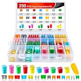 Nilight 250PCS Regular Mini Blade and Jcase STD Profile Fuse Assortment Kit | 5A 7.5A 10A 15A 20A 25A 30A Standard Fuses 30Amp 40Amp 50Amp 60Amp Low Tall Box Fuse Replacement for Cars Trucks