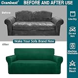 Granbest Premium Thicken Plush Velvet Sofa Cover 3 Seater Green High Stretch view 5