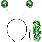 MUKOSEL Alien Headband with Glitter, Green Martian Alien Antenna Headband, Alien Costume Accessories for Women Adults Halloween Cosplay Costume Theme Party