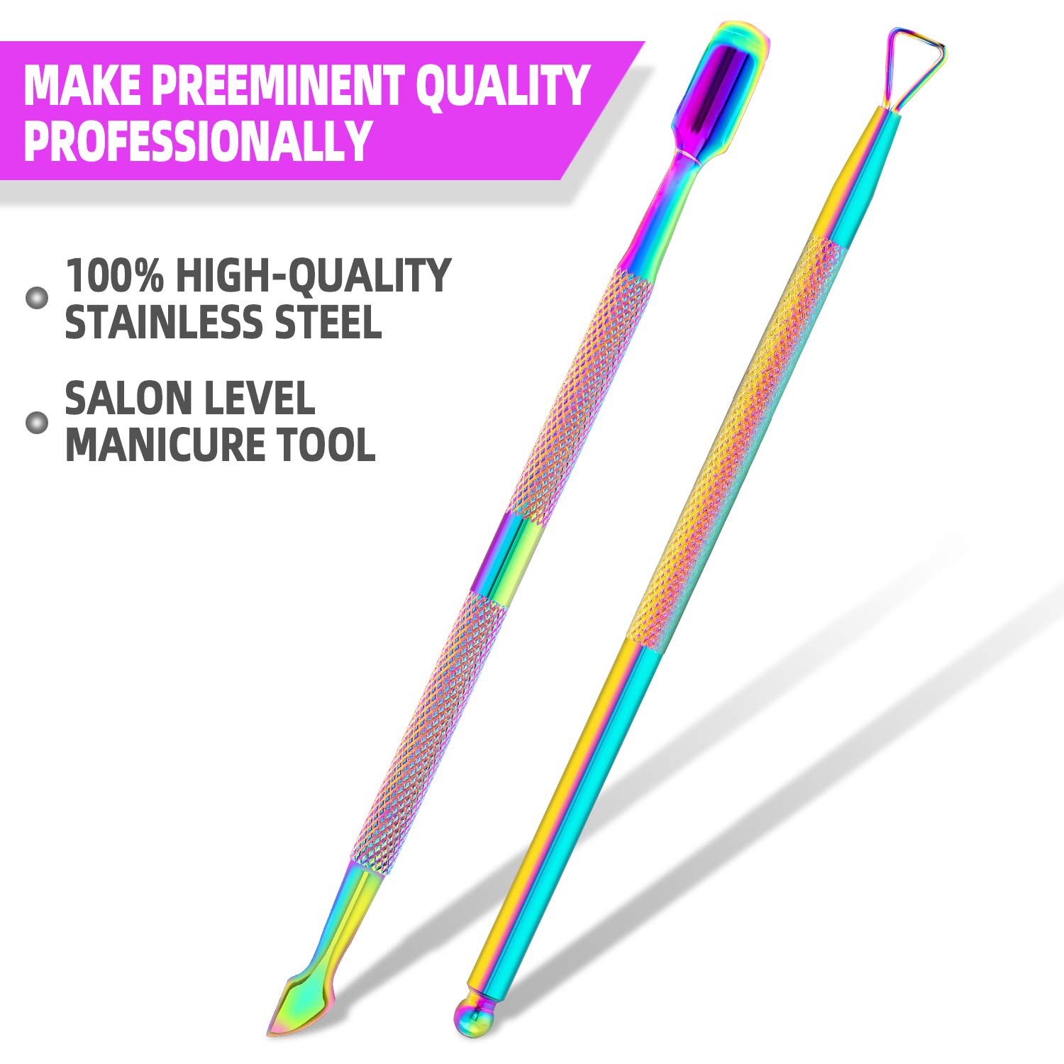 XIPOO Cuticle Trimmer with Cuticle Pusher, Salon Level Cuticle Remover Cuticle Nippers, Professional Stainless Steel Cuticle Cutter, Perfect Pedicure Manicure Tools for Nails: Beauty