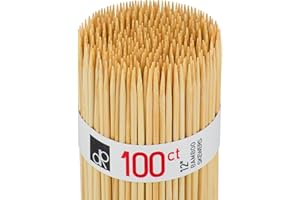 DecorRack 12" Natural Bamboo Skewers Sticks, 100 Wood Skewers for Grilling, BBQ, Kabob, Appetizers, Fruits, Smores, Cocktail, Brunch, Fondue Sticks, Barbeque, DIY Crafting, 12 inch (100 pack)