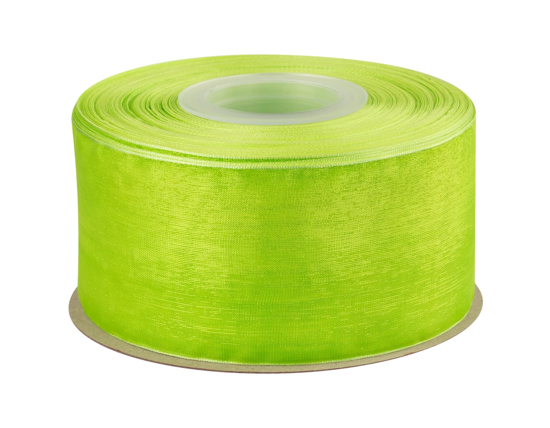 Ribbonitlux 50mm Sheer Organza Ribbon, Apple Green Shimmer Chiffon Ribbon 45M-Roll, Ideal for Wedding Events Christmas Decaration Making Floral Bouquets DIY Crafts