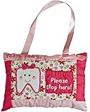 My Growing Season Pink Tooth Fairy Pillow Soft Pink Embroidered Pillow Bag with Pocket for Girls | Felt Fabric Cloth Keepsake Tooth Holder