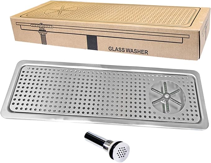 YBB Cup Washer Dispense Rinser with Side Spray,Drain and Drip Tray