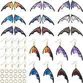 Pandahall 18pc Resin Bat & Butterfly Wing Charms - Glitter Insect Wing Earrings & Feather Pendants with Jump Rings & Hooks for Halloween Crafts & Jewelry Making