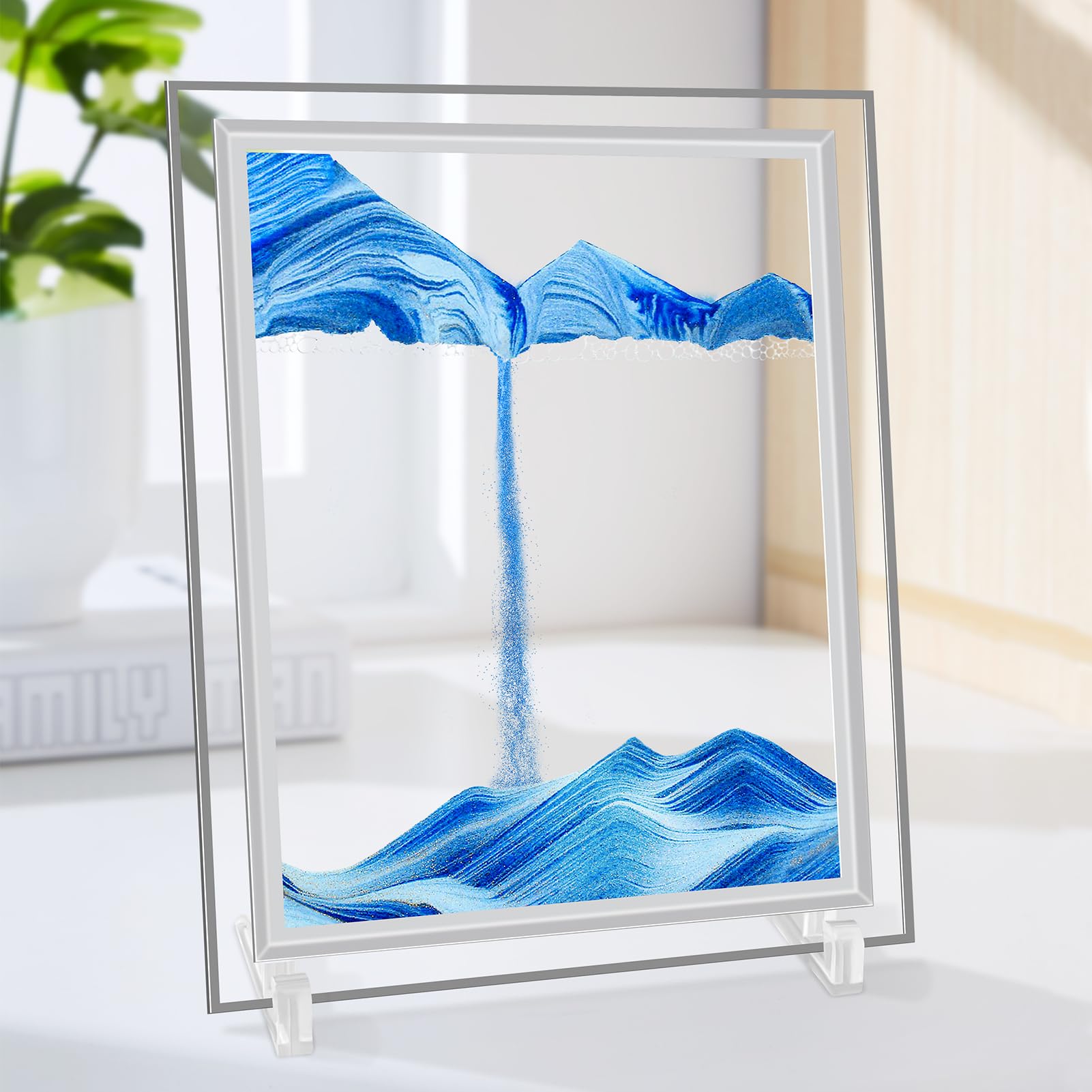 Photo 1 of NIUCOO Sand Art Liquid Motion, Moving Sand Art Picture 3D Sea Sandscape, Flowing Sand Frame Adult Kid Large Desktop Art Toys (Large)