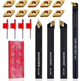 CHAWNIAO Indexable Lathe Turning Tool 14Pcs Kit 1/2" (12mm) Shank for Metal | Includes 7Pcs Metal Lathe Tool Holders and 14Pcs Carbide Inserts for metal cutting, grooving, threading, boring, and turning