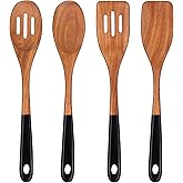 14 Inch Large Wooden Spoons for Cooking Utensils Set Acacia Wood Spatula Slotted Spoon Best Non Toxic Kitchen Utensil Long Mixing Spoon Spatulas Turner Stirring Serving Spoons Kitchen Use Tools