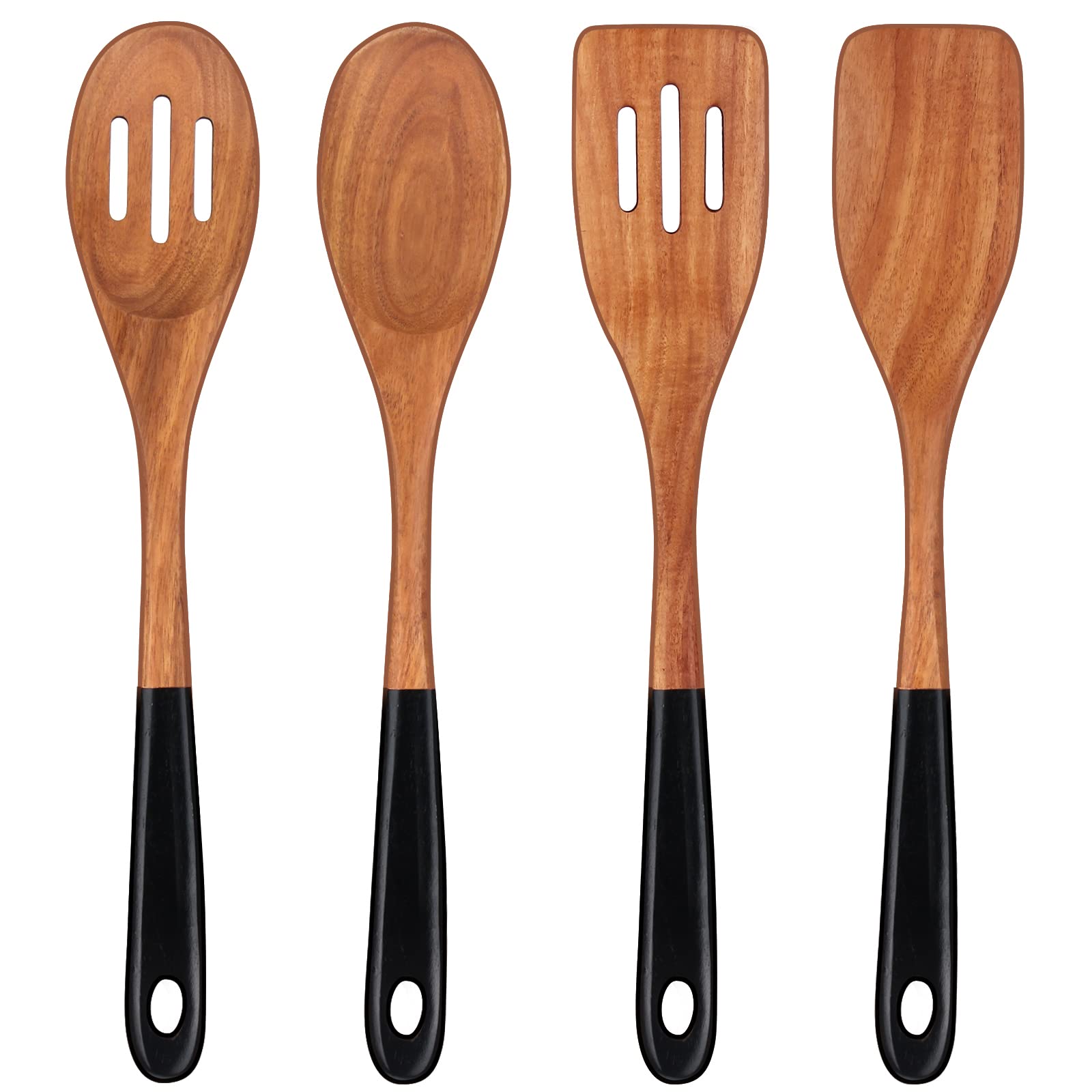 Photo 1 of 14 Inch Large Wooden Spoons for Cooking Utensils Set Acacia Wood Spatula Slotted Spoon Best Non Toxic Kitchen Utensil Long Mixing Spoon Spatulas Turner Stirring Serving Spoons Kitchen Use Tools
