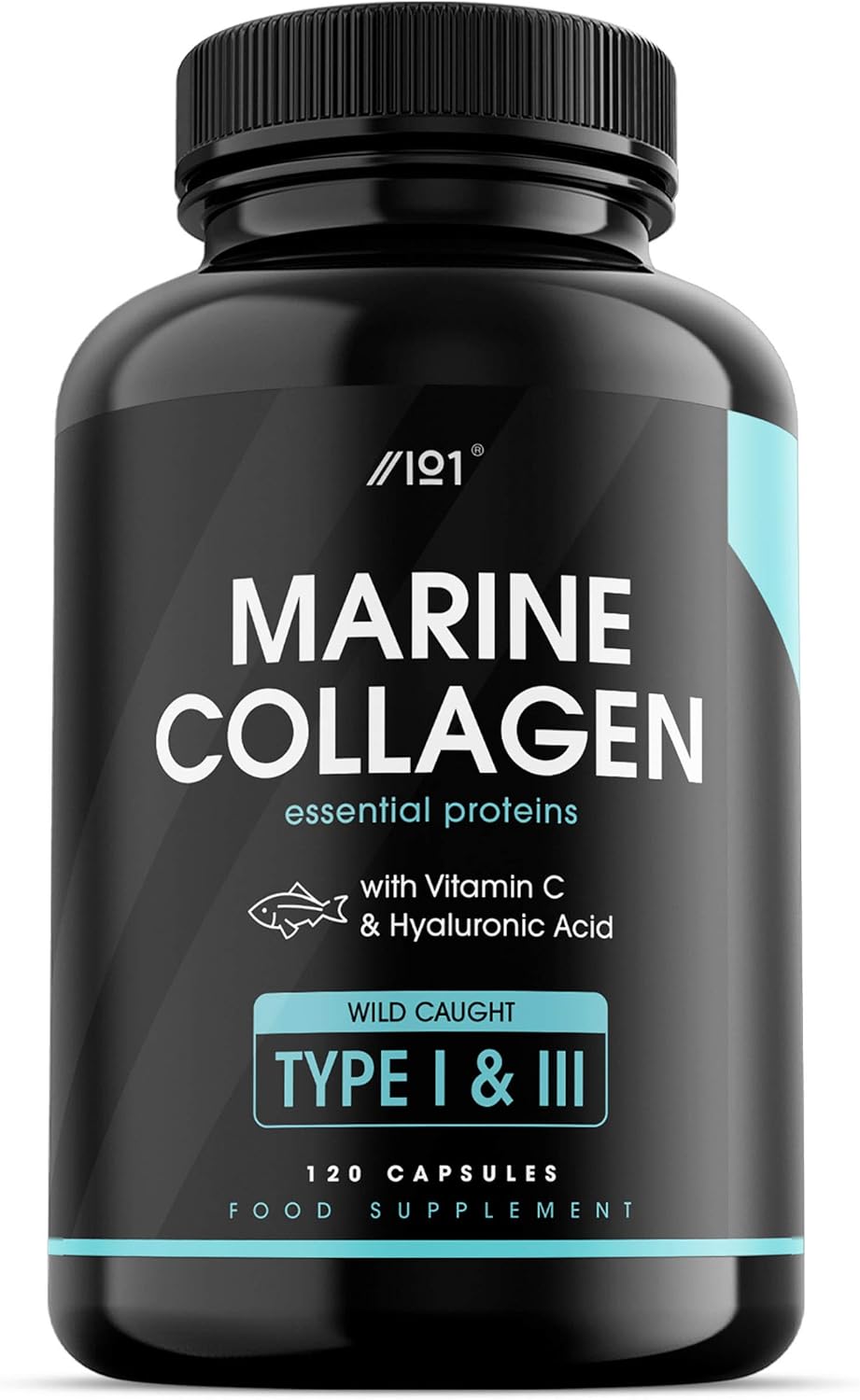 Marine Collagen Capsules 2400mg, Wild Caught with Hyaluronic Acid & Vitamin C