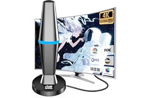 QGCLEARSO Digital TV Antenna for Smart TV, HDTV Antenna Indoor Outdoor with Strong Magnetic Base & 360° Reception, Long Range Antenna for TV Without Cable, Support 4K 1080p All TVs for Free Local Channels