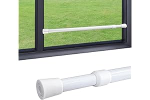 toresper 1 Pack Window Security Bars Adjustable Sliding Glass Door Lock Bars 15.7''-27.5'' Tension Rods 1.2'' Diameter Window Safety Lock Bar Stopper with Rubber Tips (White-1Pcs, 15.7''-27.5'')
