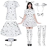 Spooktacular Creations 6 Pcs Halloween Women Dalmatian Dog Costume Set, Dalmatian Puppy Costume for Adult Women