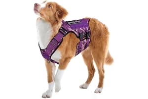 PETNANNY Tactical Dog Harness - Service Dog Harness Emotional Support Dog Vest for Medium Large Dogs, No Pull ESA Dog Vest with Hook & Loop, Working Molle Vest for Training Huntin(Purple Camo,L)
