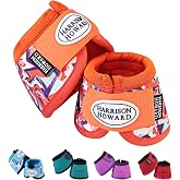 Harrison Howard No-Turn Bell Boots, Protect from Overreach &amp; Interference | No-turn Knob, Sturdy Ballistic Hoof Boot for Horses, Soft Lining, Shock-absorbing Overreach Bell Boots