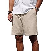 Sailwind Men’s Linen Shorts Casual Summer Elastic Waist Drawstring Lightweight Beach Vacation Shorts with Pockets