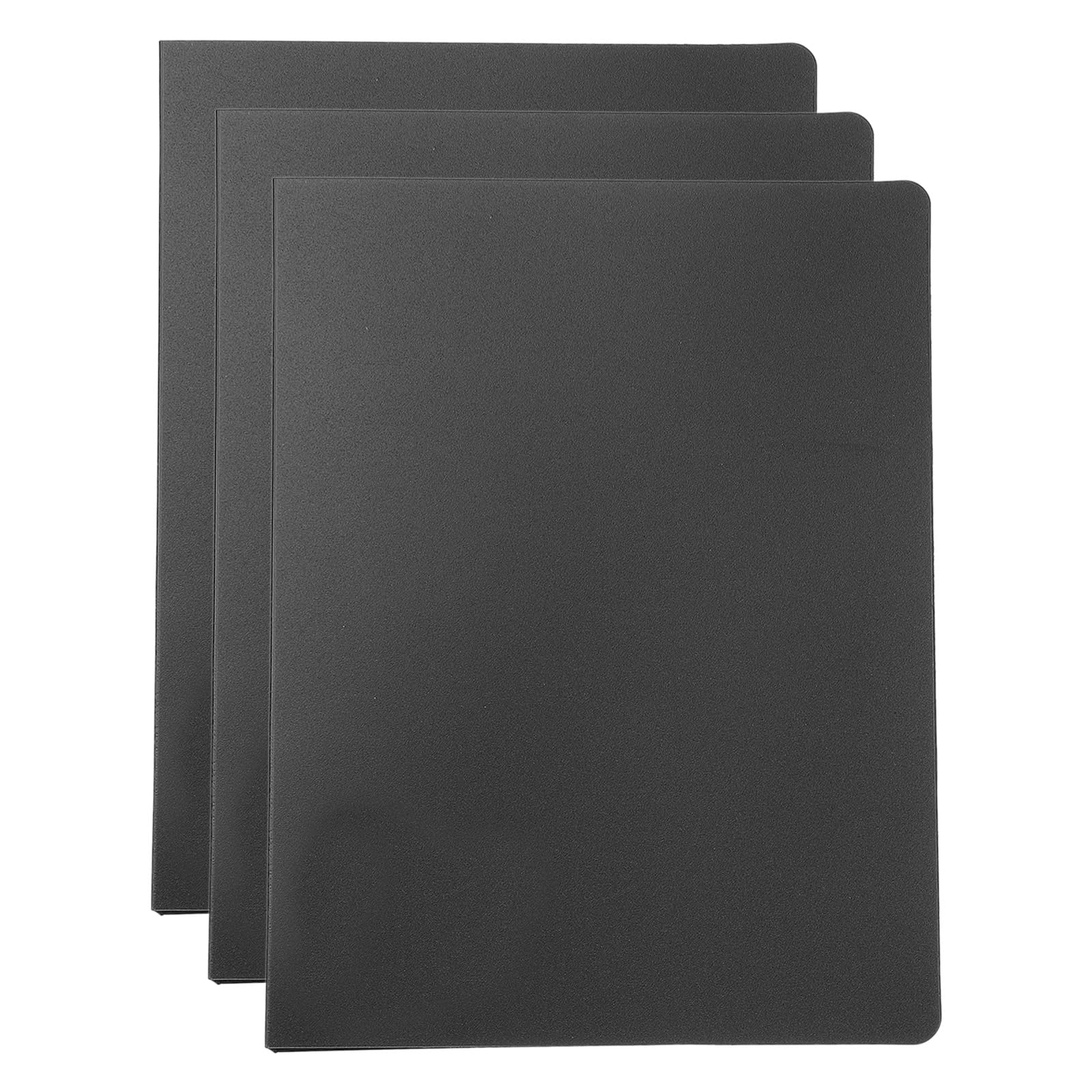 PATIKIL A5 Cover, 3 Pcs PP 6 Ring Loose Leaf Binder Protector, Round Ring Refillable Notebook, Thickened Frosted for Meeting Folder, Black