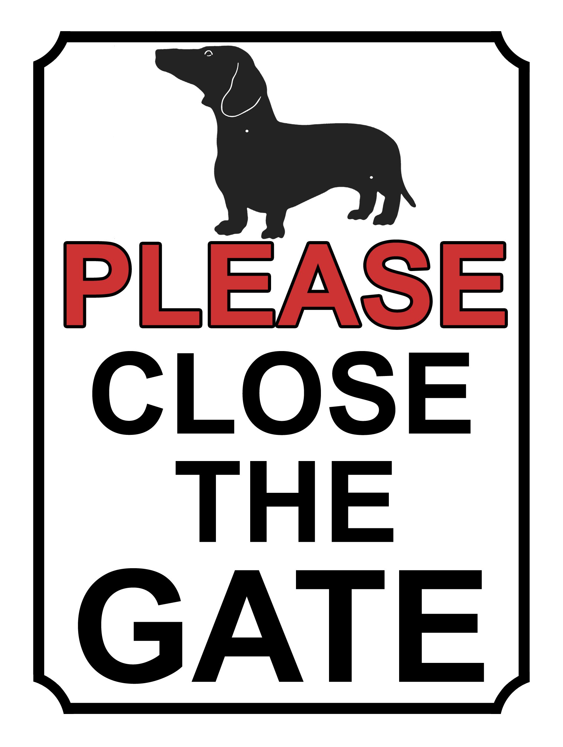 PLEASE CLOSE THE GATE DOG THEME METAL SIGN 267MM X 200MM (48H1L) LARGE 10" X 8"