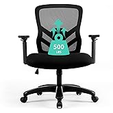 YFO Big and Tall Office Chair 500LBS - Computer Desk Chair with Adjustable Lumbar Support, Heavy Duty Ergonomic Mesh with 360 Rotation 4D Arm and Extra Wide Comfty Seat, Quiet Wheels for Adults