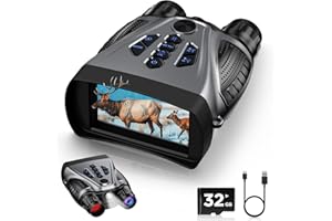 BUSHBINOC Night Vision Goggles, 4K Night Vision Binoculars, 4.0" HD Screen Binoculars, 10X Digital NightVision for Adults, 9 Gear Infrared, 4000mAh Battery Gray with 32GB TF Card