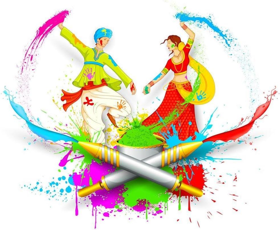 Artzfolio Couple Playing Holi Unframed Canvas Painting 29.8 X 24Inch