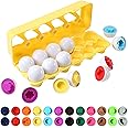 Dimple Fun Easter Egg Matching Toy Set (12 Eggs) - Toddler STEM Easter Basket Stuffers, Shape Recognition & Color Sorting Toys, Educational Easter Eggs for Kids, Play Egg Puzzle Set