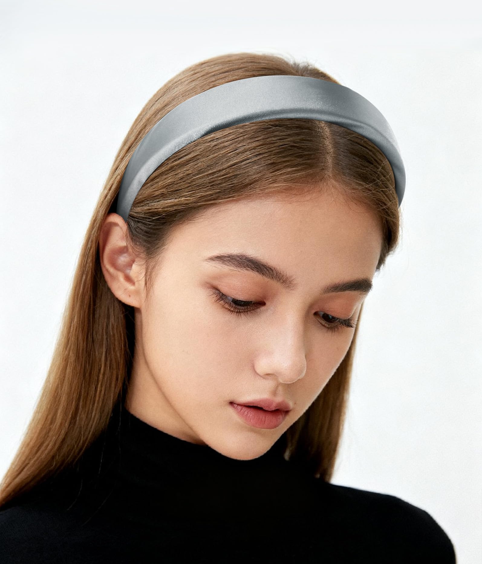 axy Headband with Fabric Padded Candy Colours and Satin Covered – Beautiful Women's Headband Hair Accessories Hair Band HRK7A (Grey)