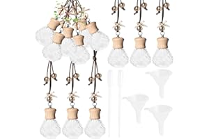 GTWYGT 6 Pack Leak-Proof Hanging Car Diffuser - 8ml Refillable Empty Bottles with Wood Caps, 3 Funnels & 2 Droppers - Essential Oil Air Freshener for Car, Home or Office (6, Seashell)