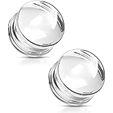 Pierced Owl - Clear Glass Double Flared Concave Saddle Plugs, Sold as a Pair