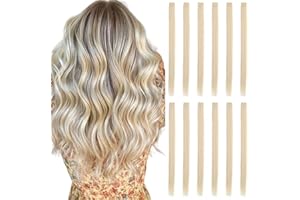 Colored Hair Extensions Clip in for Kids Girls Women, 22inch Straight, 12pieces Blonde