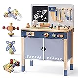 ROBOTIME Kids Tool Bench, Wooden Tool Workbench for