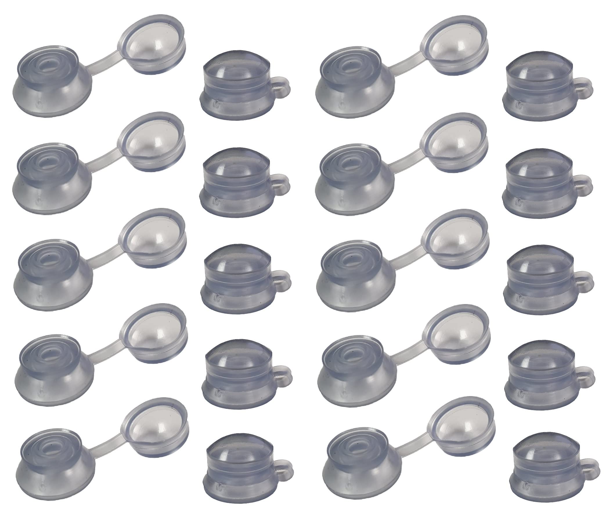 TERF® M6 x 20mm Clear Flexible PVC Hinged Roofing Sealing Washer & Cap Cover M6 (6mm) X 20mm To Fix Roof Sheeting To Timber Sub Frames For Weatherproof Sealing Protecting - Pack of 10