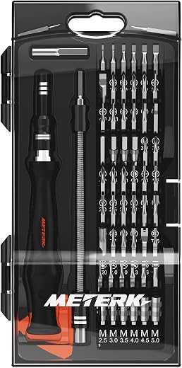 Precision Screwdriver Set,Meterk 61 in 1 Magnetic Screwdriver kit Professional Cellphone Repair Tool with 56 Bits Flexible Shaft for iPhone 8 8 Plus Smartphone Game Console Tablet PC Jewelry Watches Eyeglasses Repair
