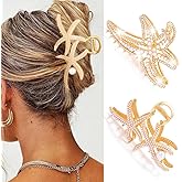 Banatra Starfish Claw Clips Gold Large Metal Hair Clips Rhinestone Beach Hair Accessories for Women and Girls