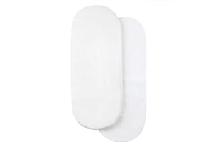Tadpoles Luxe Cotton Set of 2 Moses Basket Fitted Sheets with Foam Pad - White