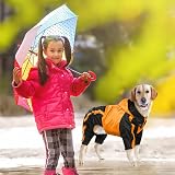 OUOBOB Dog Raincoat Waterproof Jacket for Large Dogs Adjustable Hooded Poncho view 6