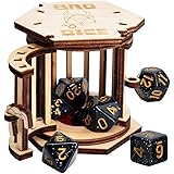 DND Dice Jail Prison with Polyhedral Dice Set Wood Cage for Your Bad Dice (Dice Jail A)